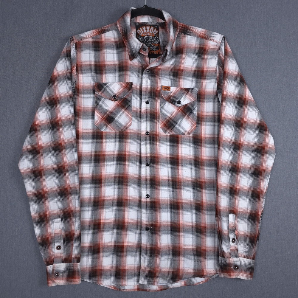 Dixxon Flannel The Eagle Shirt Mens Large Shadow Plaid Pearl Snap Long Sleeve